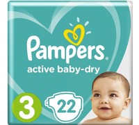 Pampers active baby dry подгузники 6-10кг миди 22 шт